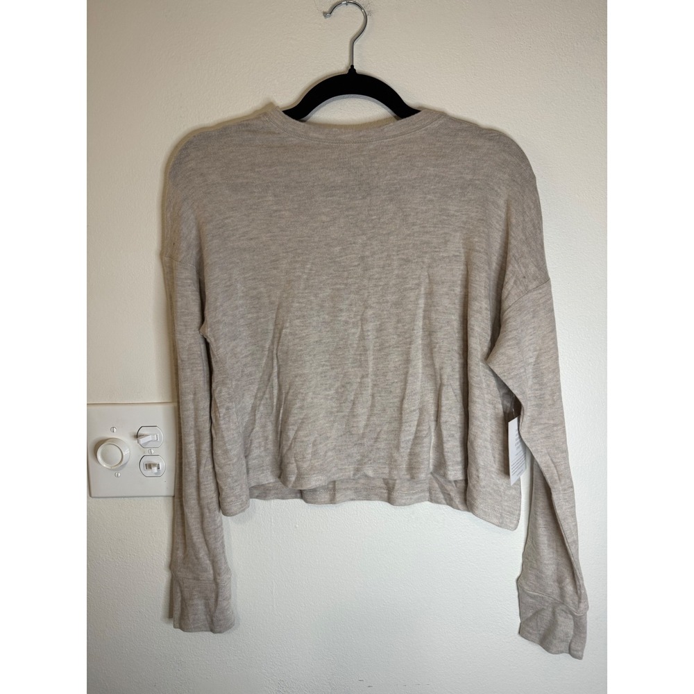 Beyond Yoga Oatmeal Brushed Lux Knit Oversized Crop Sweater Size S NWT